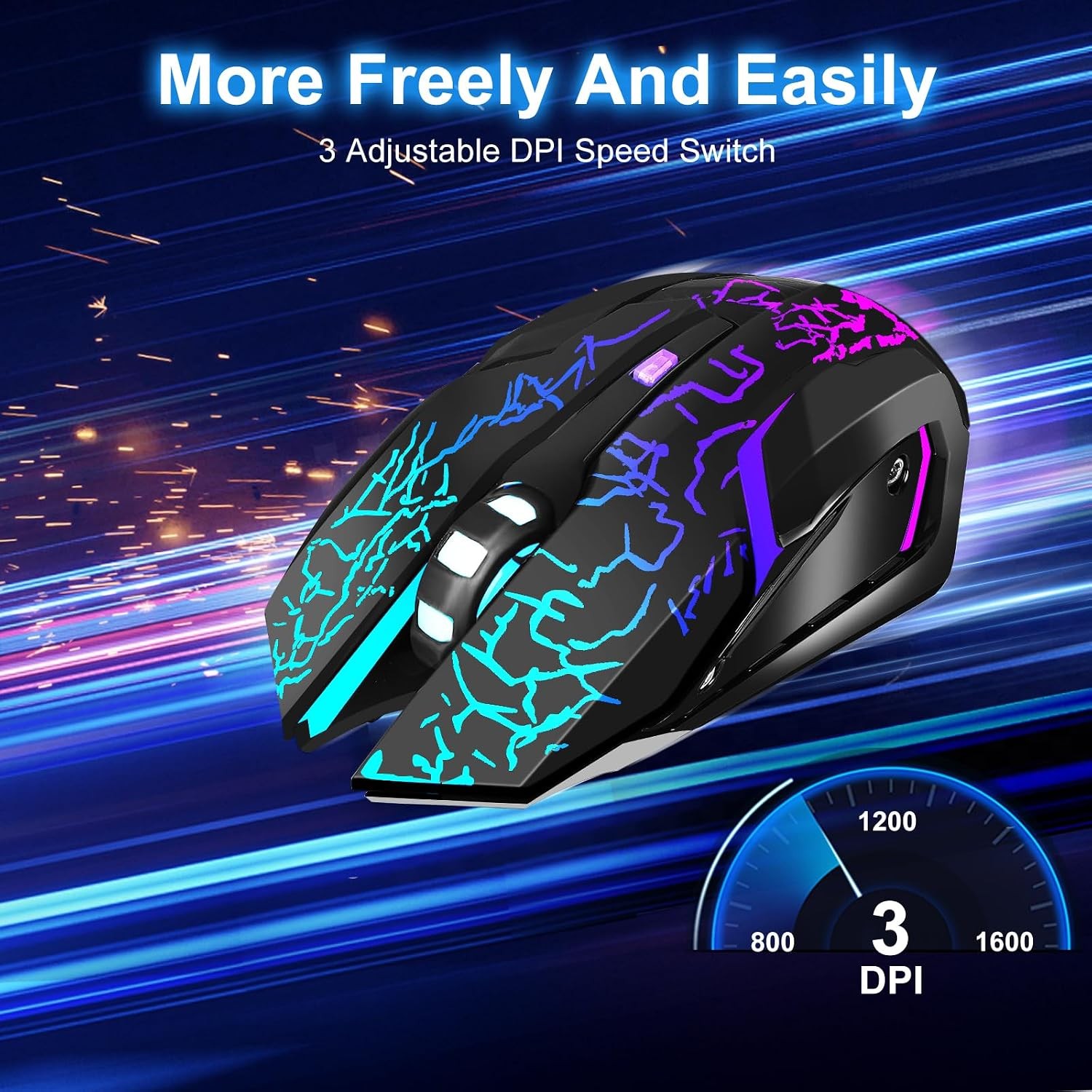 Wireless Gaming Mouse Silent RGB Rechargeable LED Optical USB Mouse