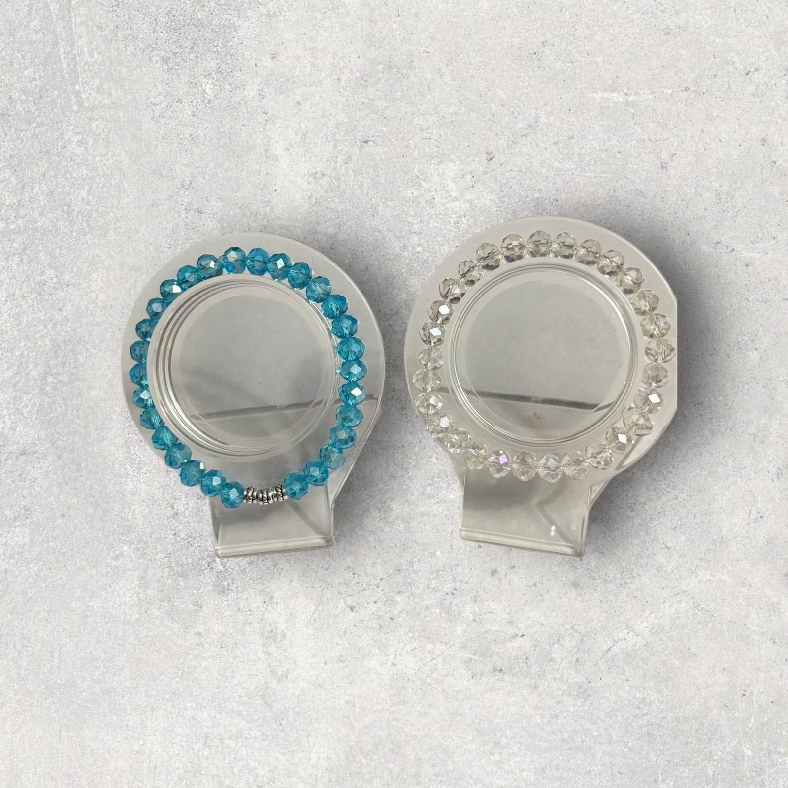 Handmade Glass Beaded Bracelets Light Blue and Clear