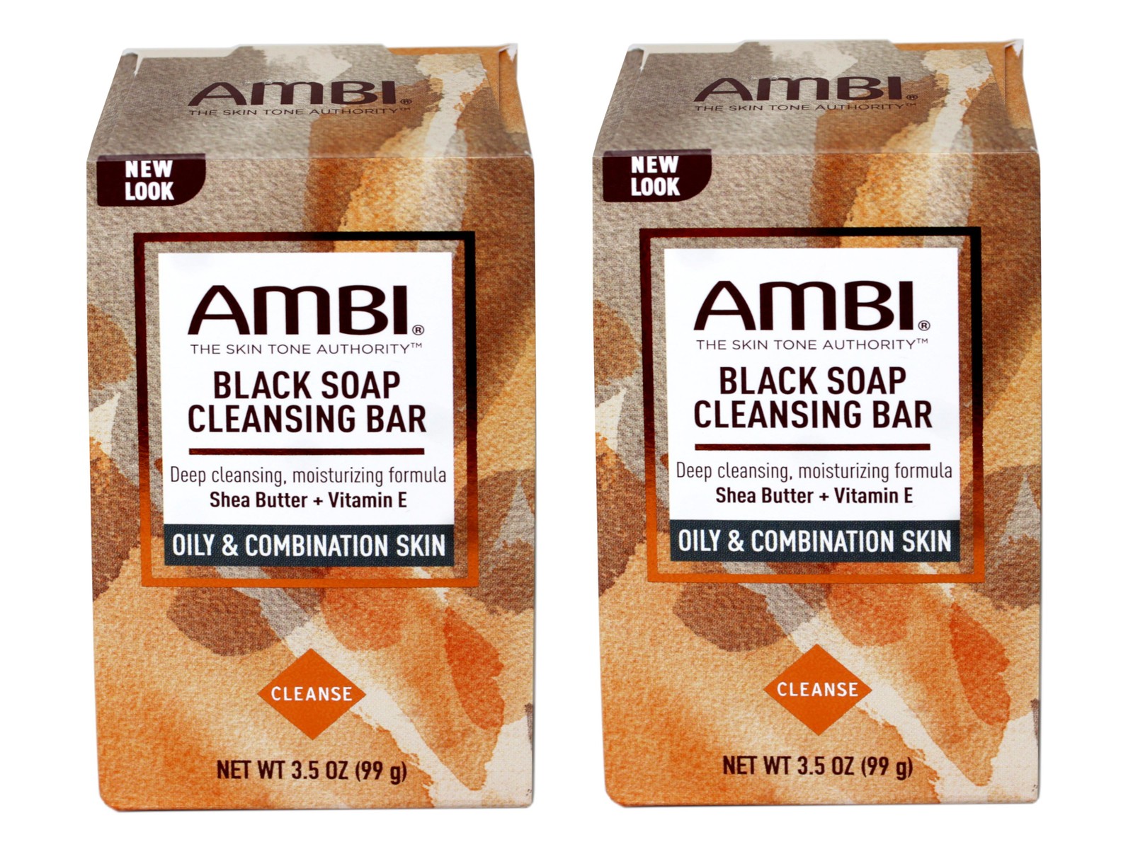 2 Pack Ambi Black Soap Cleansing Bar with Shea Butter Vit E for Oily Skin 3.5 OZ