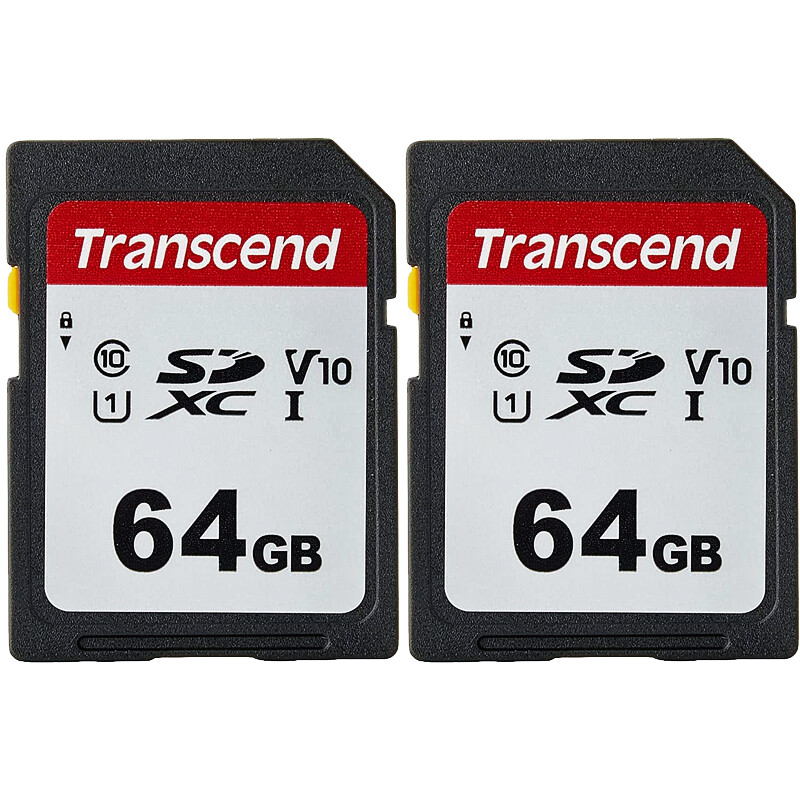 2 x Transcend 64GB SD SDXC Class 10 Memory Card for Canon EOS 80D, 70D, 60D