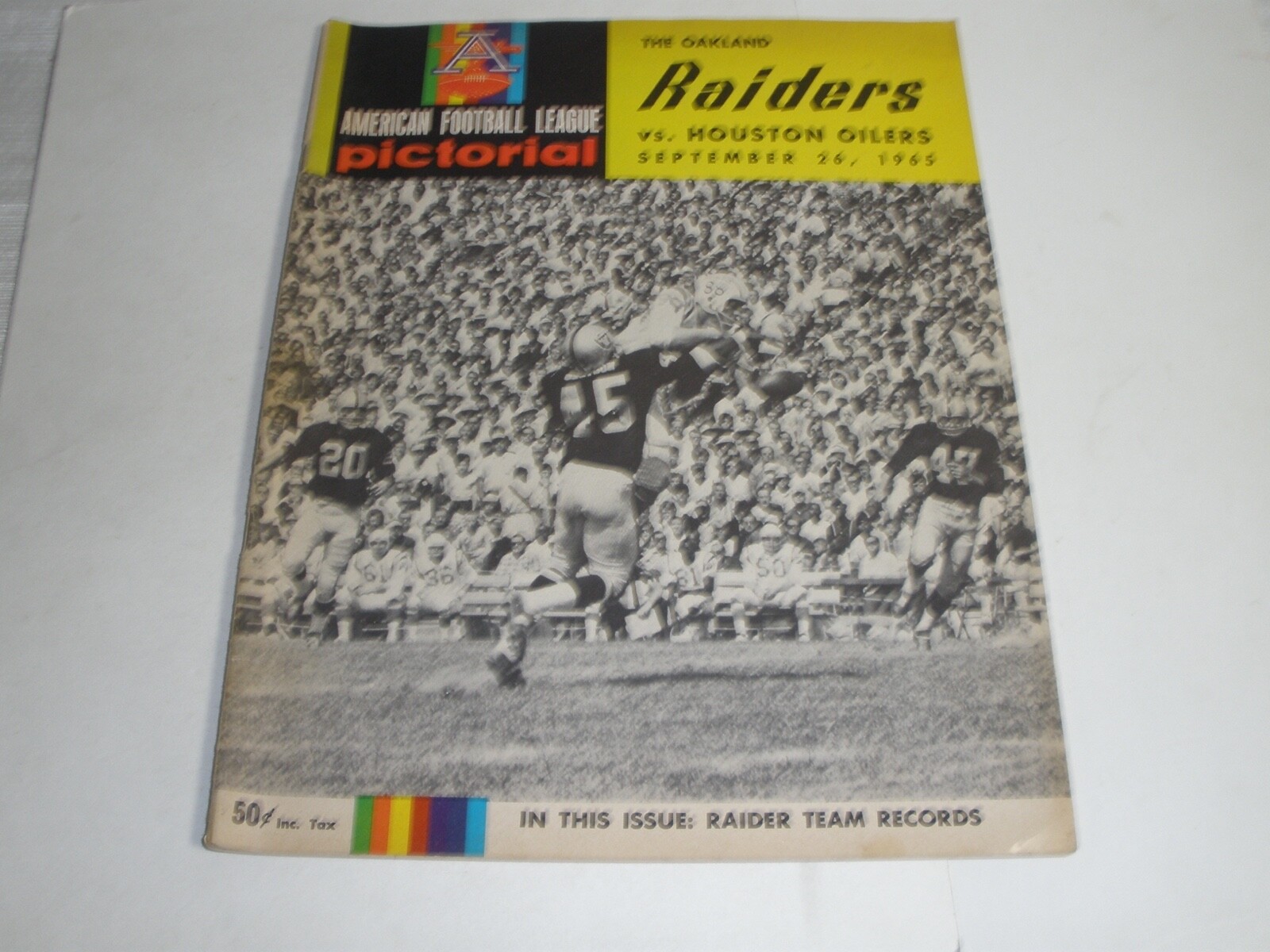 Oakland Raiders Football program vs Houston Oilers 8-26-1965