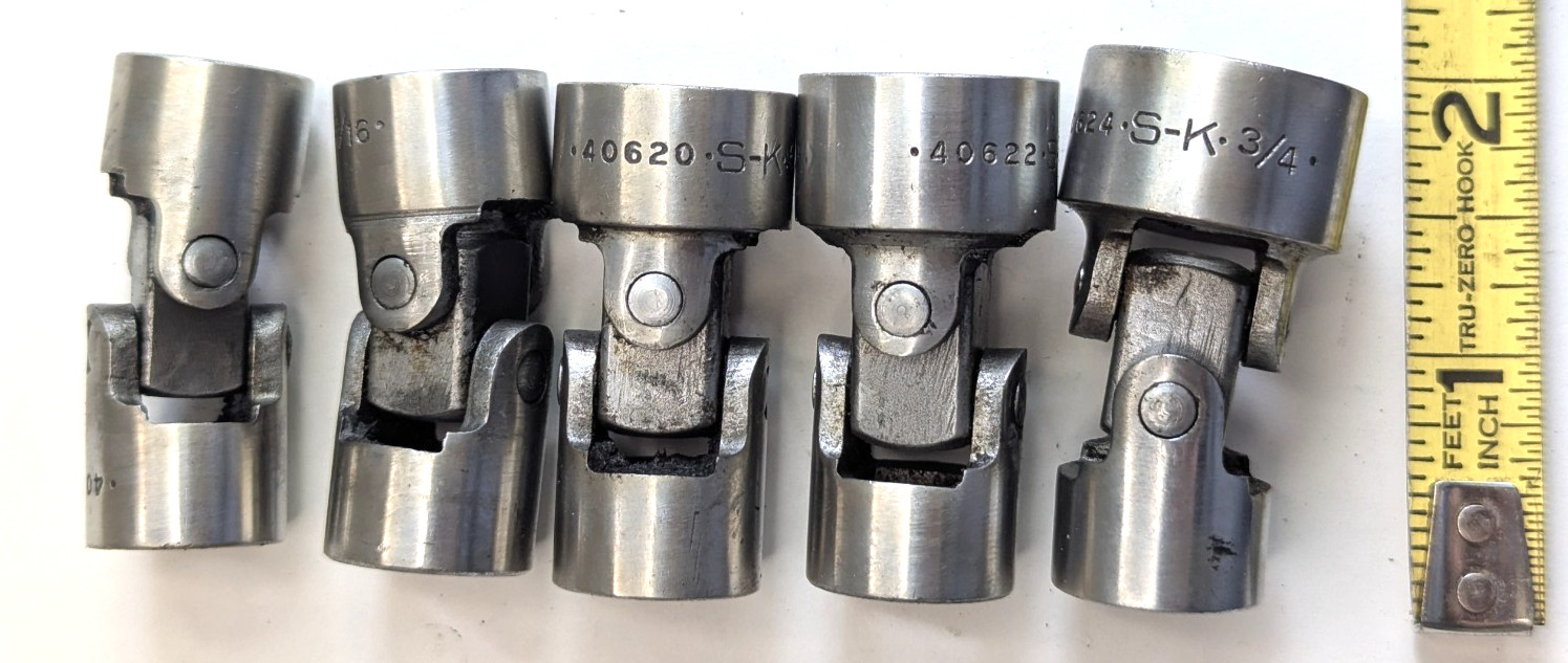 S-K 3/8" Drive Flex Swivel Sockets  (4) 12 Point and (1) 6 Point