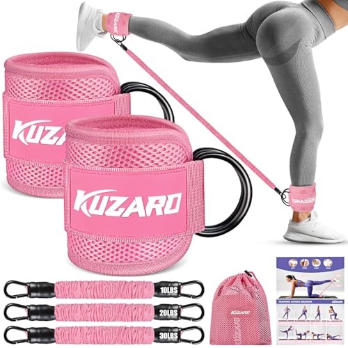 Ankle Resistance Bands with Cuffs, Ankle Weights Bands for Working Out, Pink