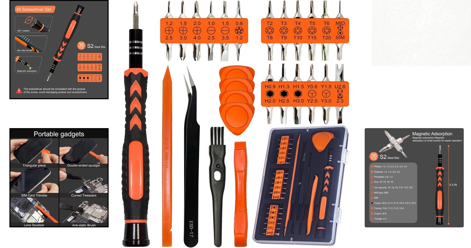 Compact 45PCS Precision Screwdriver Set - Ergonomic Design, Ideal for Repairs