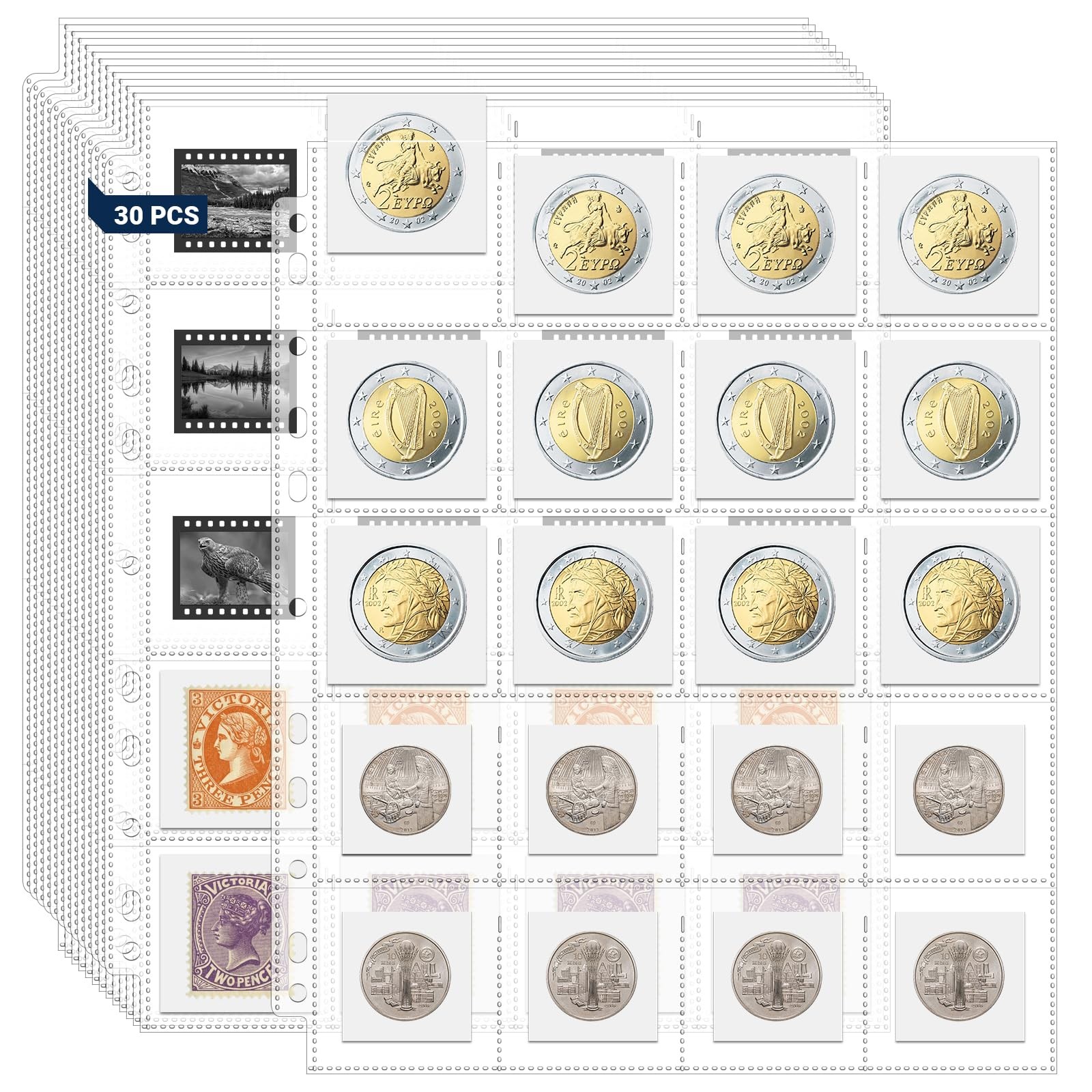 ENPOINT 600 Pockets Acid Free Coin Sleeves, Non Stick and Glare, Clear