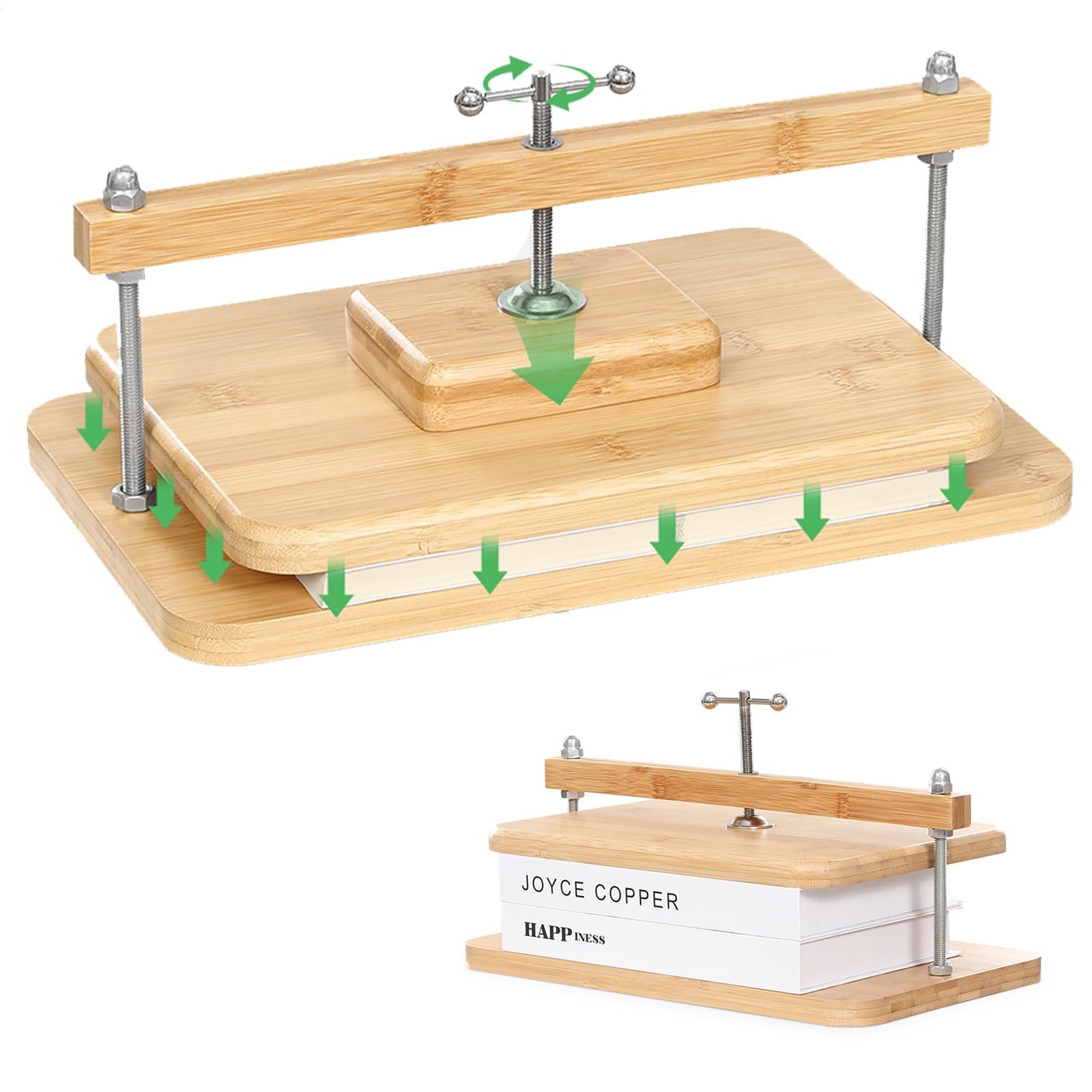 Book Press, 11 * 7.9 in Bamboo Wooden Book Binding, Portable Books Binding fo...