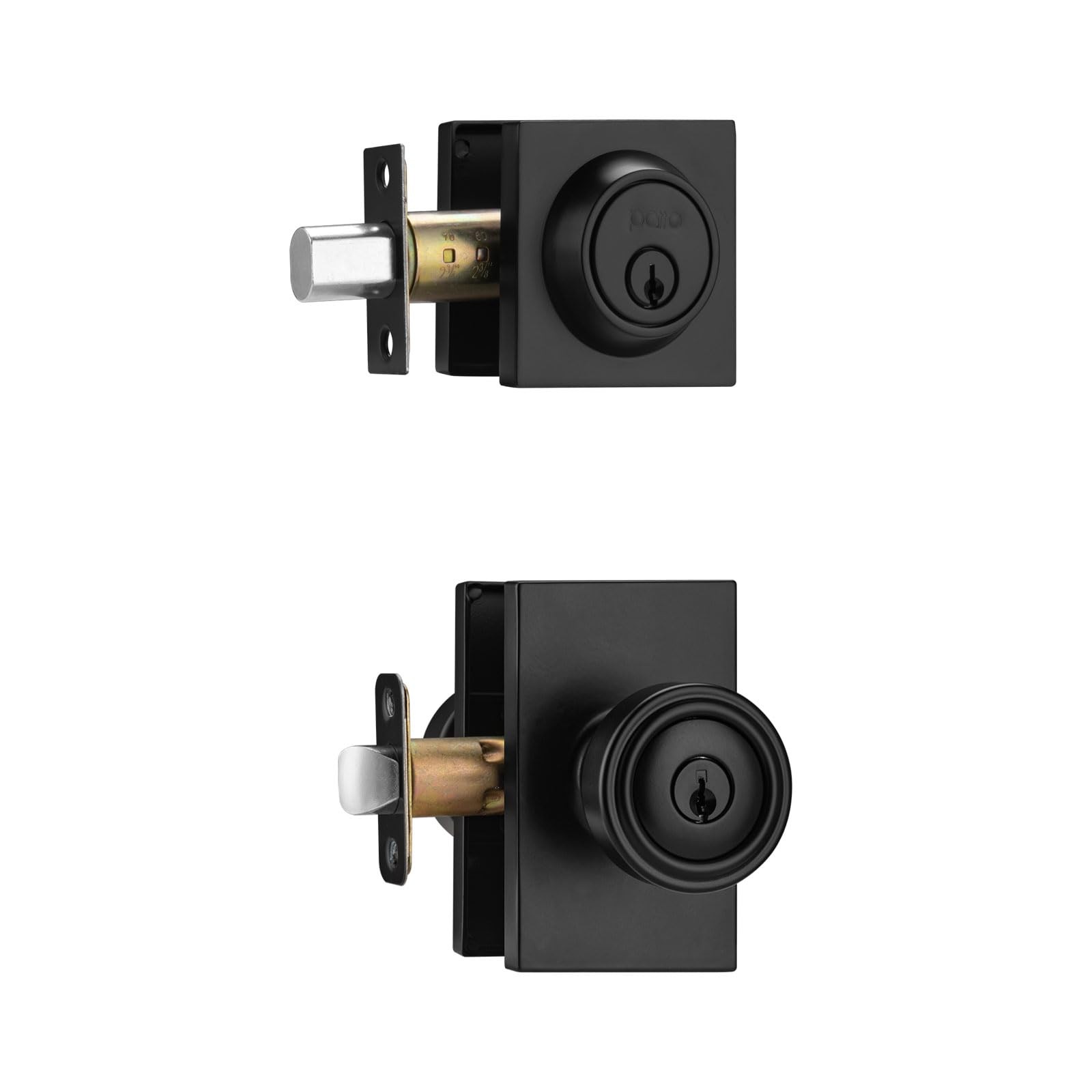 parro Black Door Knobs Interior, Keyed Alike Exterior Lock Set Matt