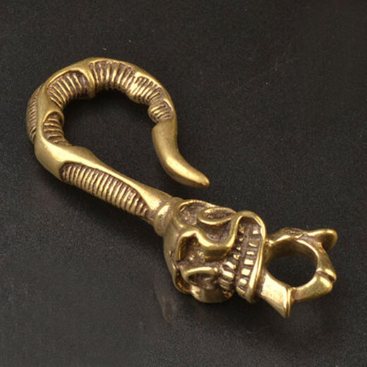 1 PC Solid Brass Keychain  EDC Creative Brass Hanging Hook Keychain Tool