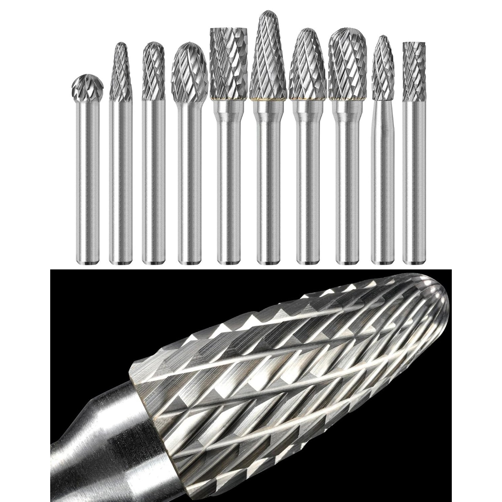 Sworker 10Pcs Carbide Burr Set 1/4 Shank Die Grinder Bits