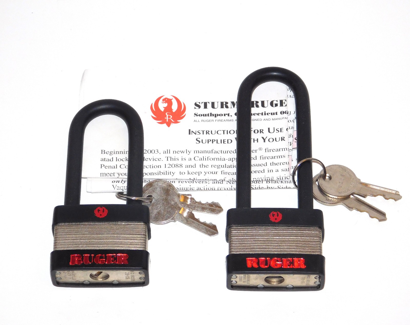 2 Ruger Firearms Gun Key Operated Pad Locks 5025/5035 w/ Keys NEW