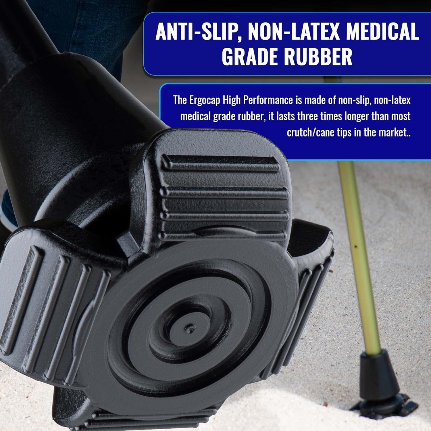 Universal 4-Point Crutch Rubber Tip with Shock Absorbing for Enhanced Stability
