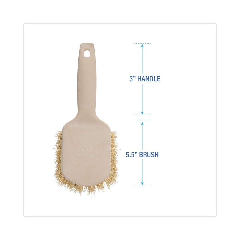 8.5" Utility Brush – Tampico Bristles, Plastic Tan Handle Scrubber