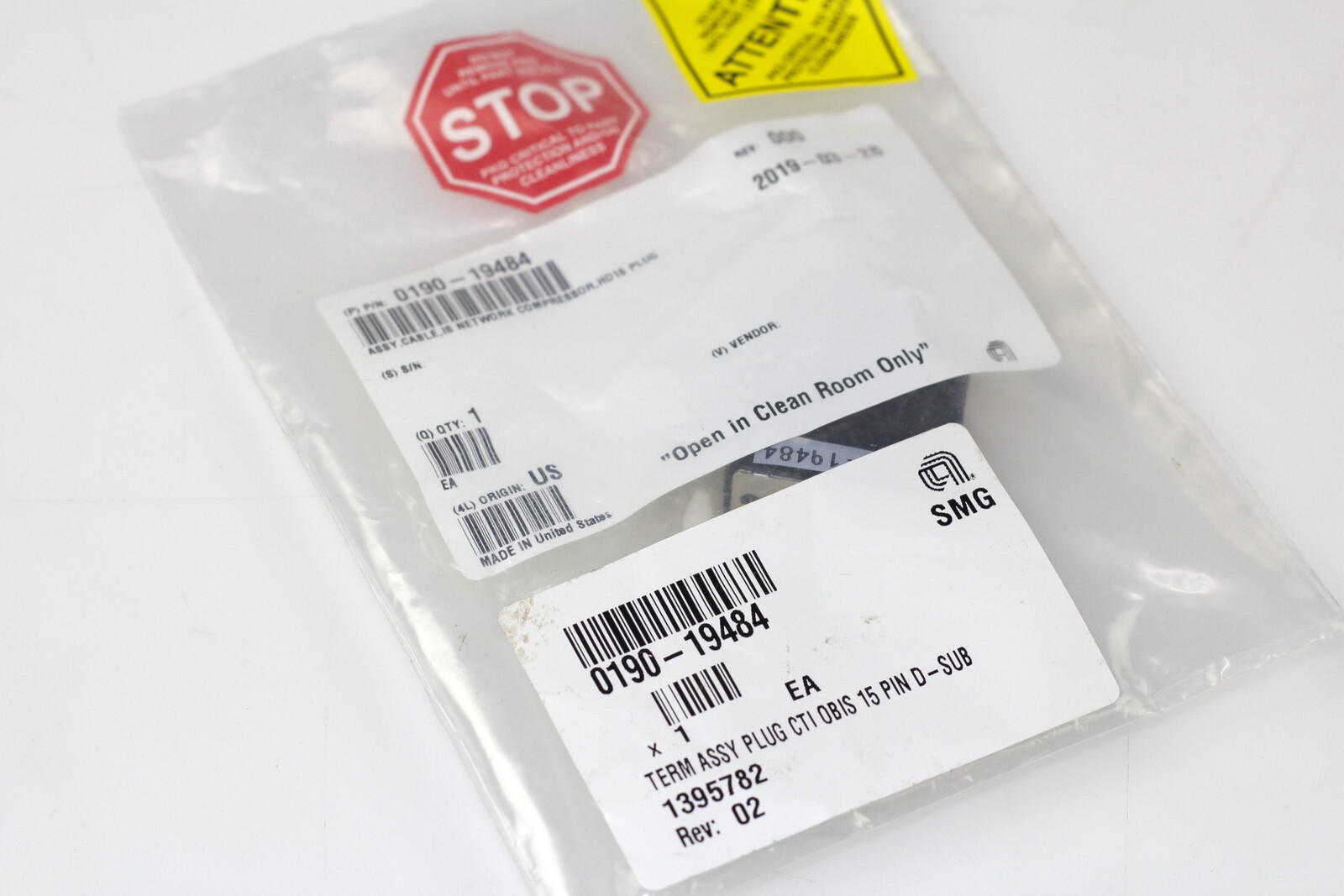 Applied Materials HD15 Plug 0190-19484 Assy, Cable IS Network Compressor