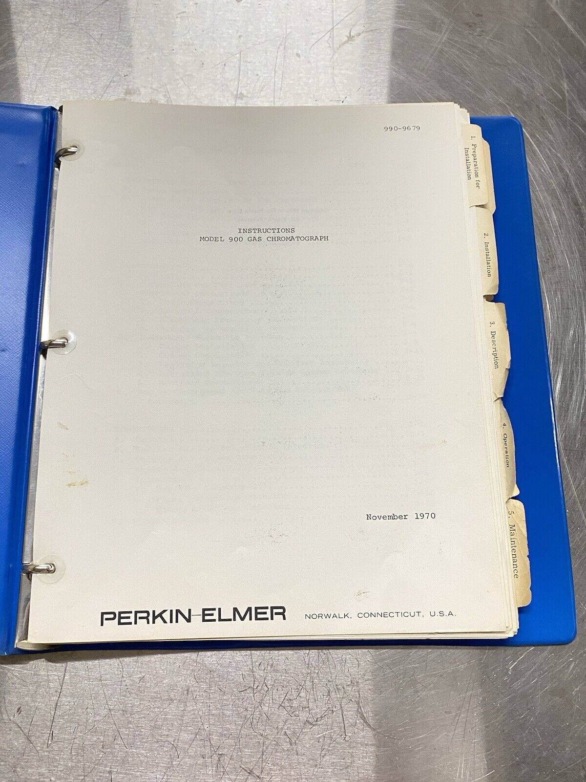 Perkin Elmer PE 900 Gas Chromatograph - Instructions Manual / Users Guide
