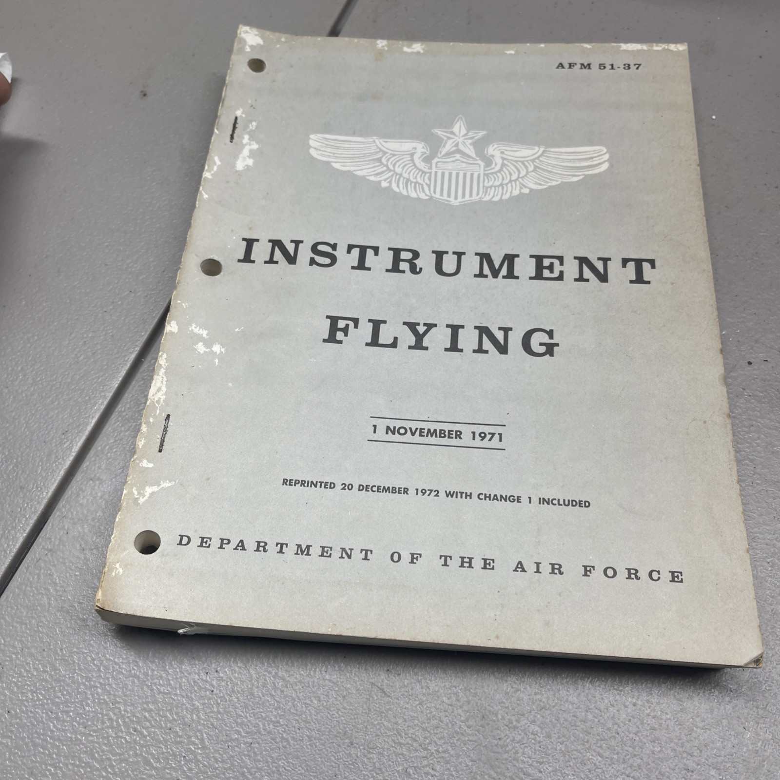 1971 Air Force Instrumental Flying book manual AFM 51-37 very good shape
