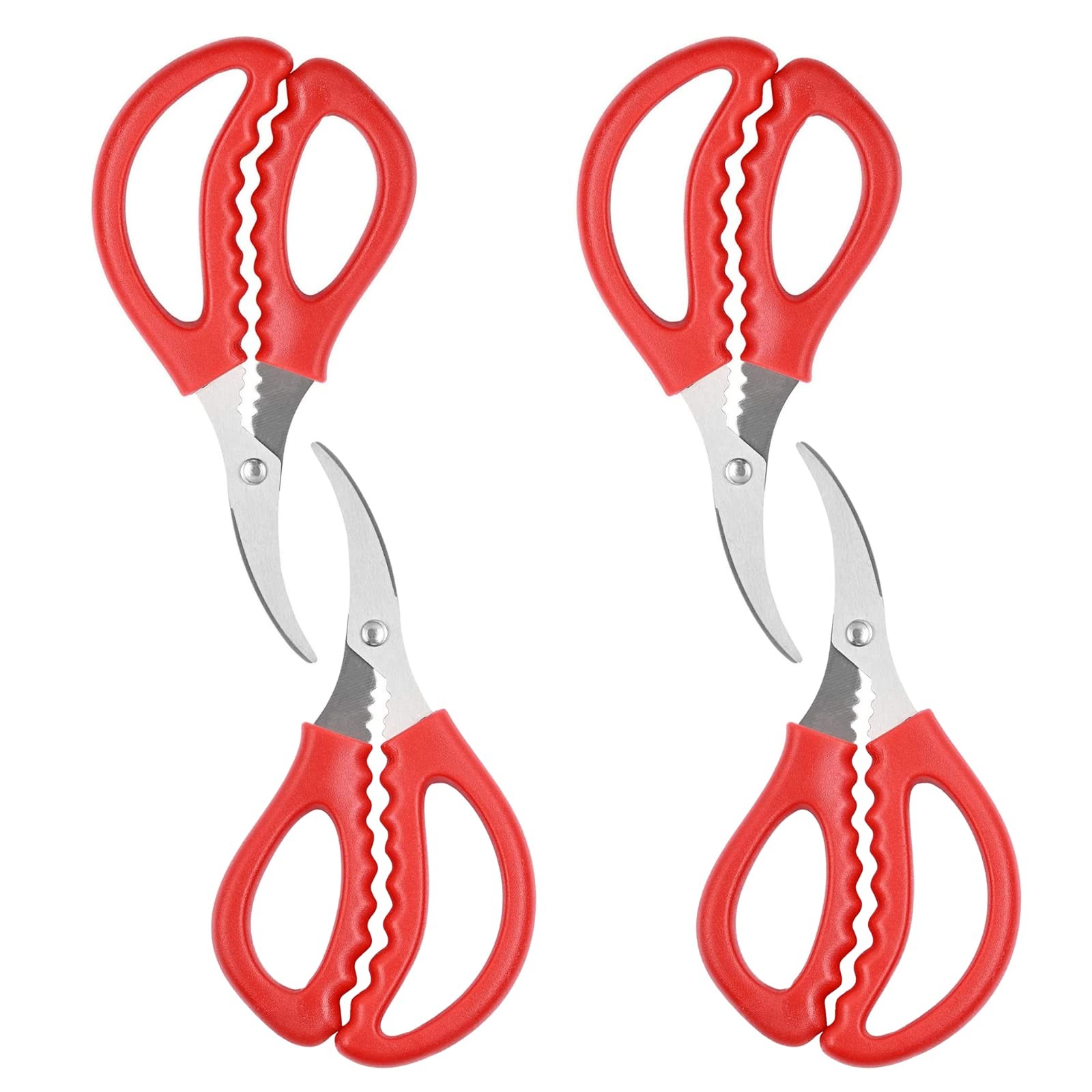 4 Pack Red Seafood Scissors Stainless Steel Crab Leg Crackers for Lobster Shrimp