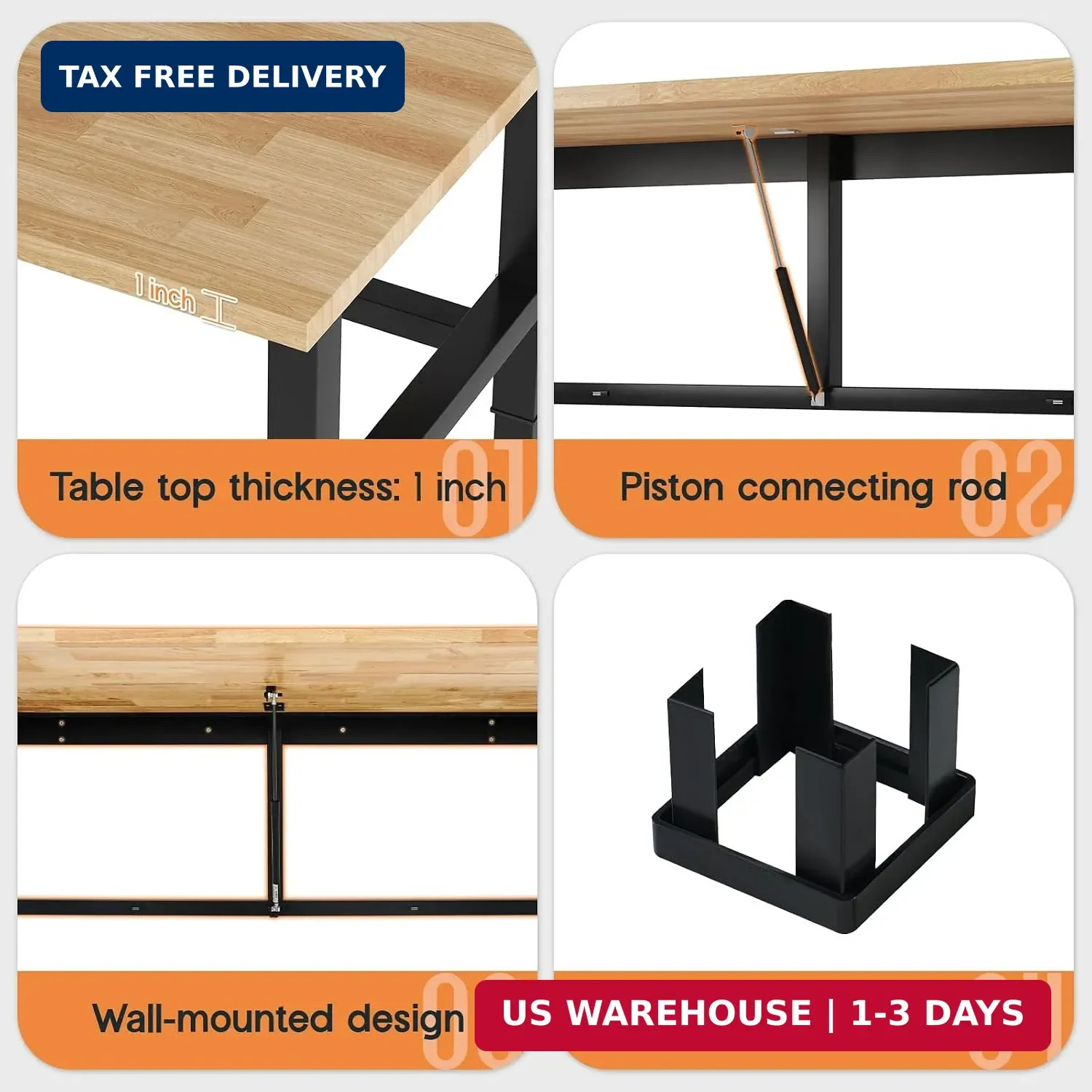 Adjustable-Height Folding Workbench | 34.7-40 In Adjustable Height, Rub