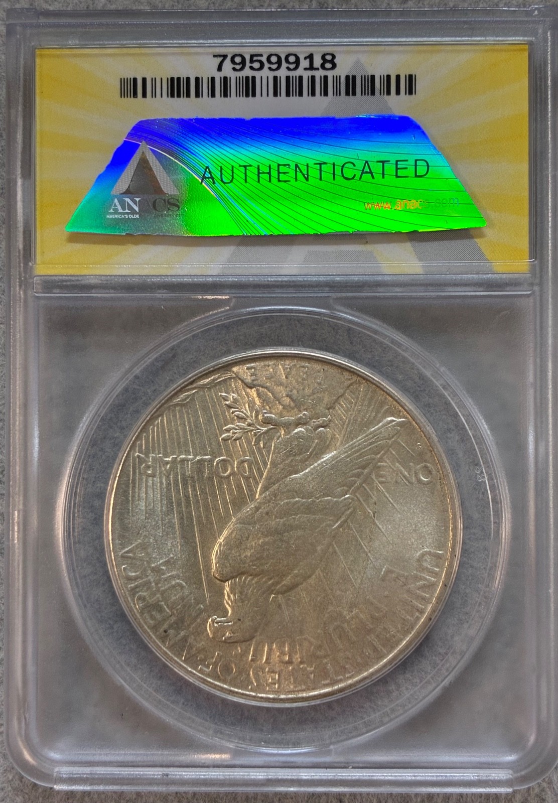 1926-S Peace Dollar ANACS AU58