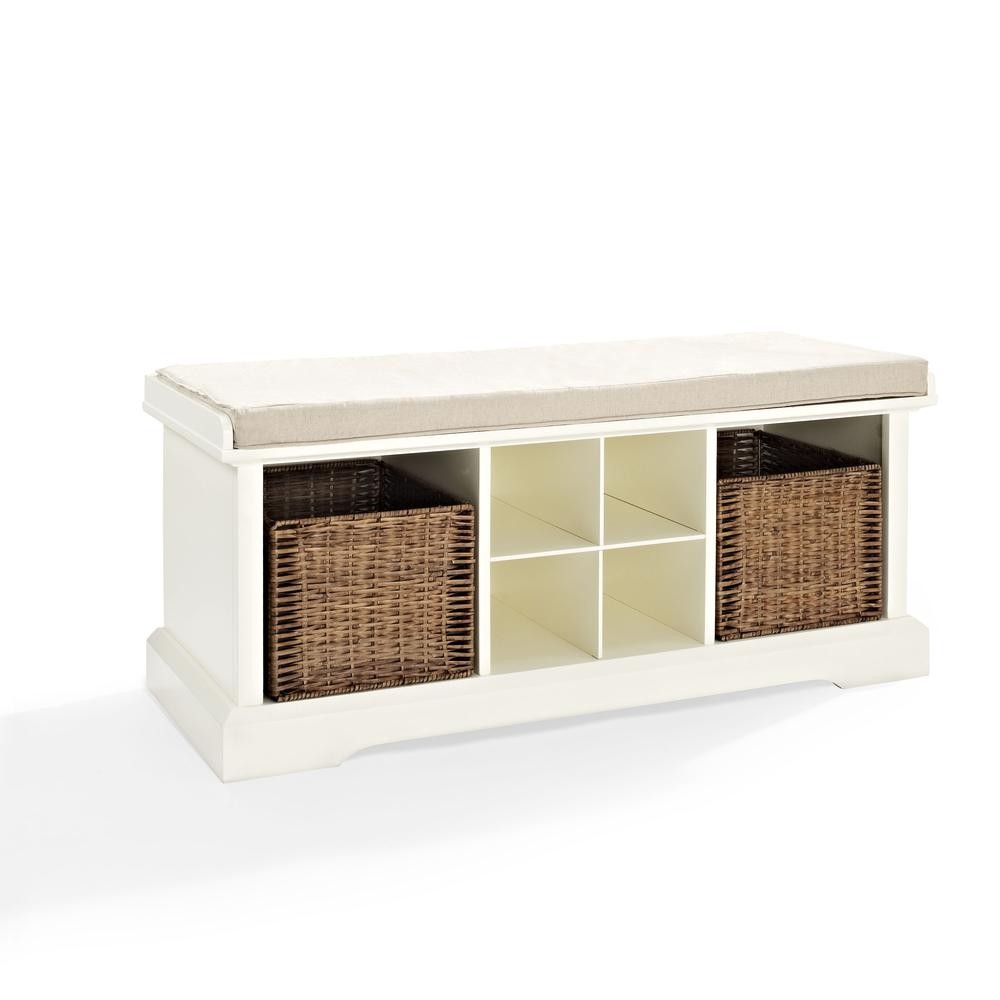 Brennan Entryway Storage Bench - Bench, 2 Wicker Basekets