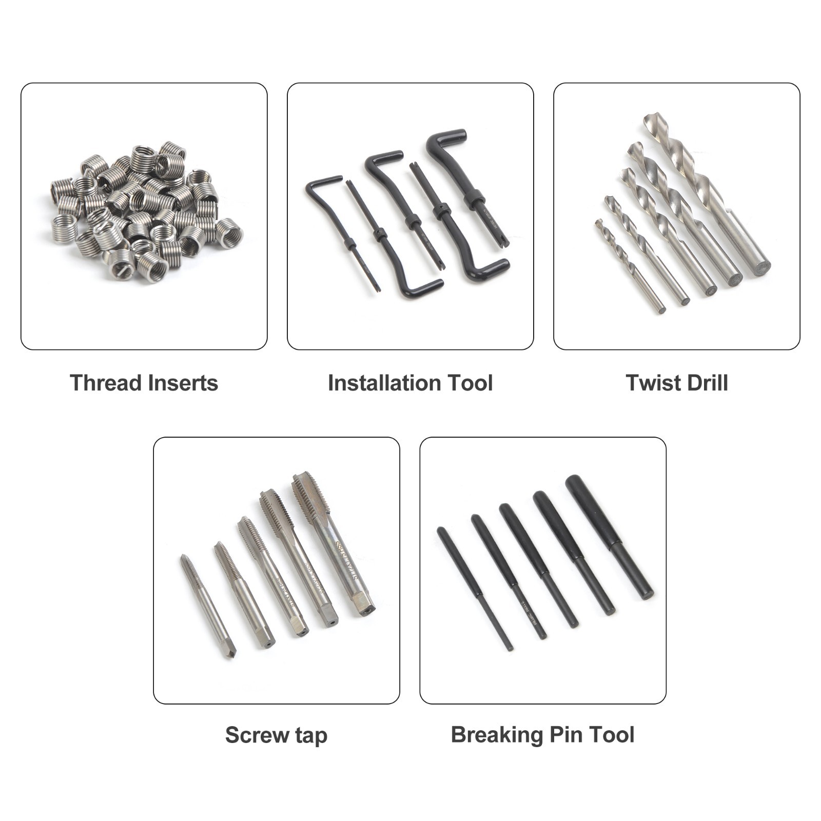 Automotive Engine Thread Repair Tool Kit SAE and Metric Size with Thread Gauge