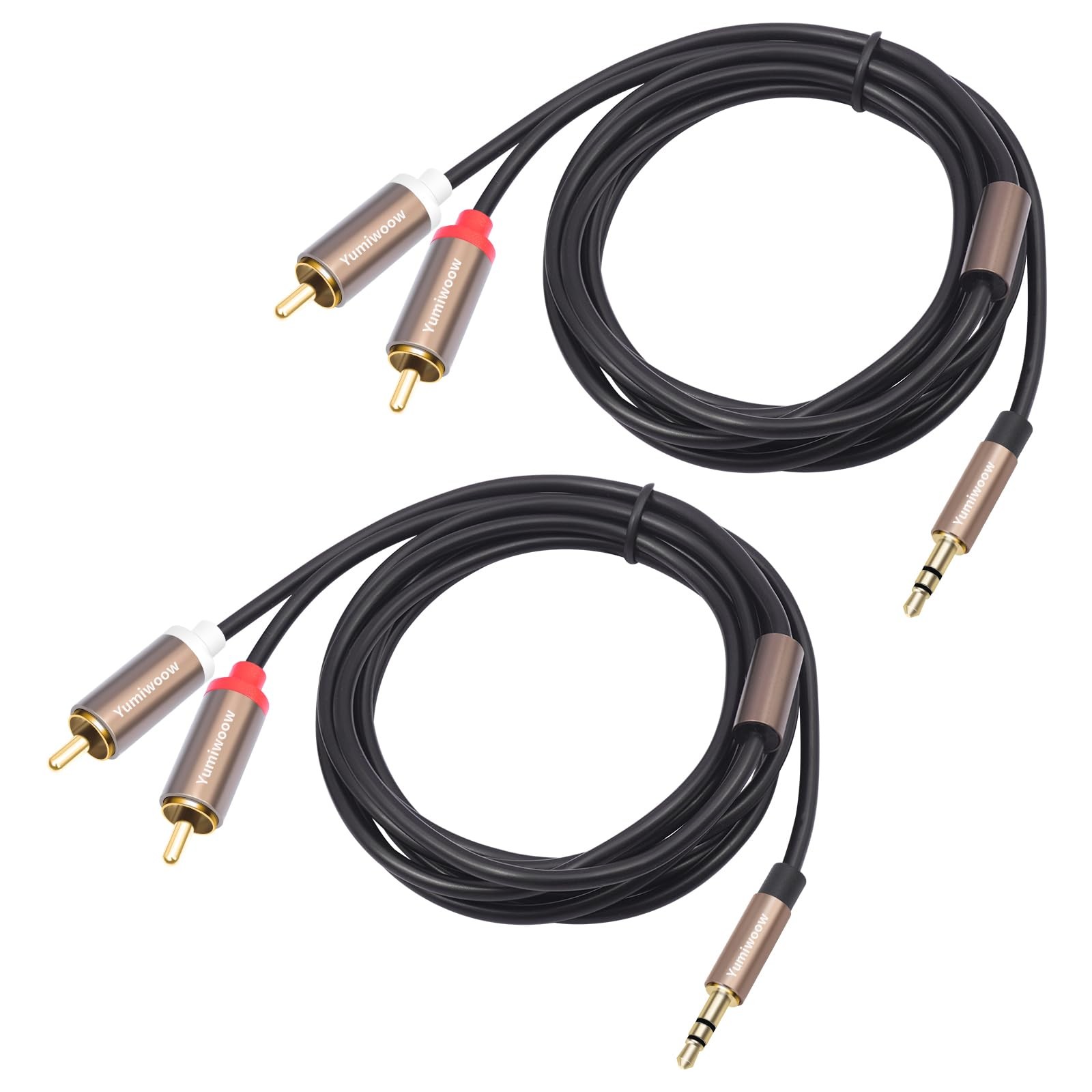 3.5mm to RCA Cable, 2 Pack Male Aux Audio Adapter, HiFi Sound, BLACK