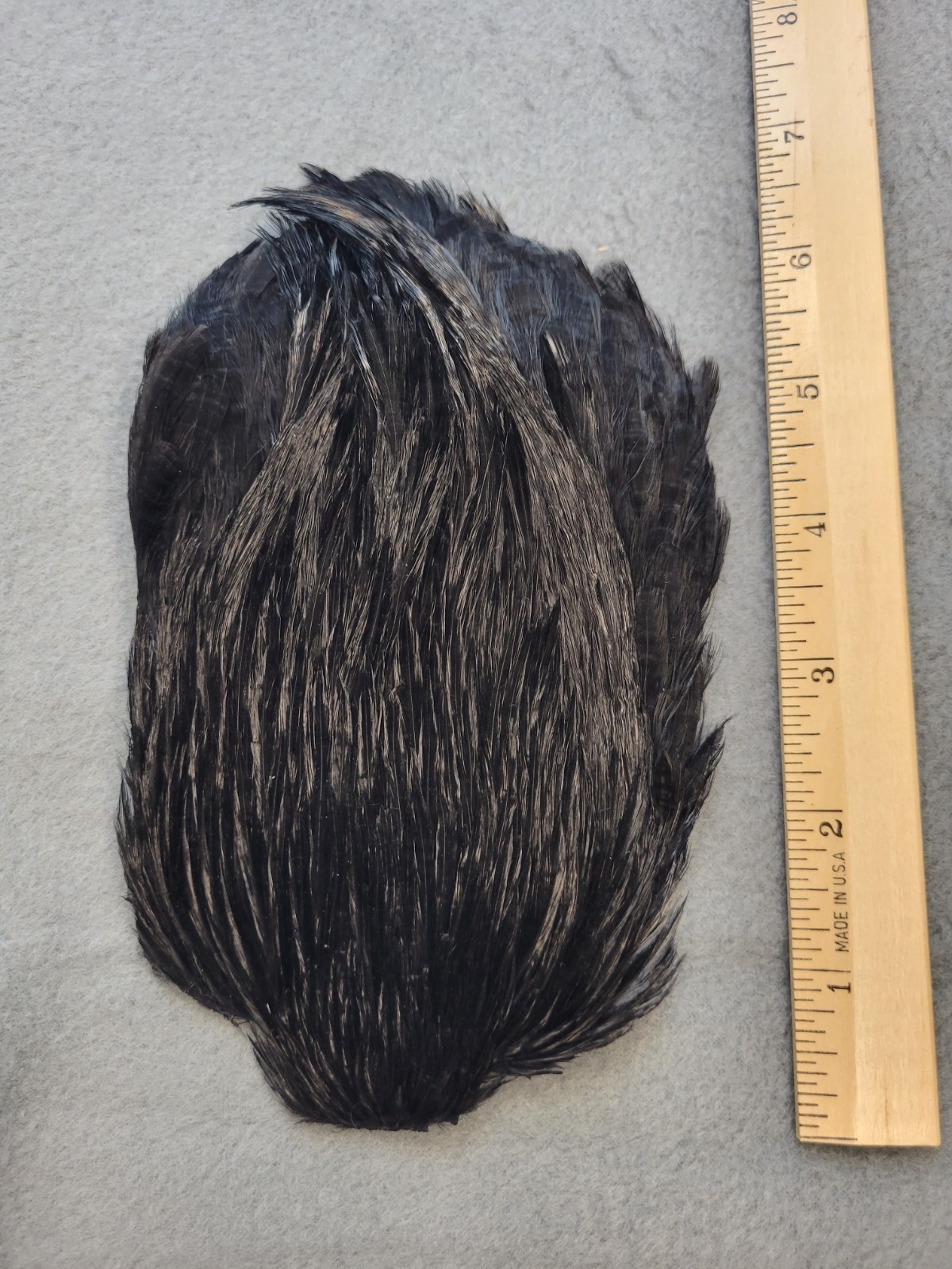 Lot 161,  Grade B,  DYED BLACK India Rooster Streamer Neck Cape Feathers