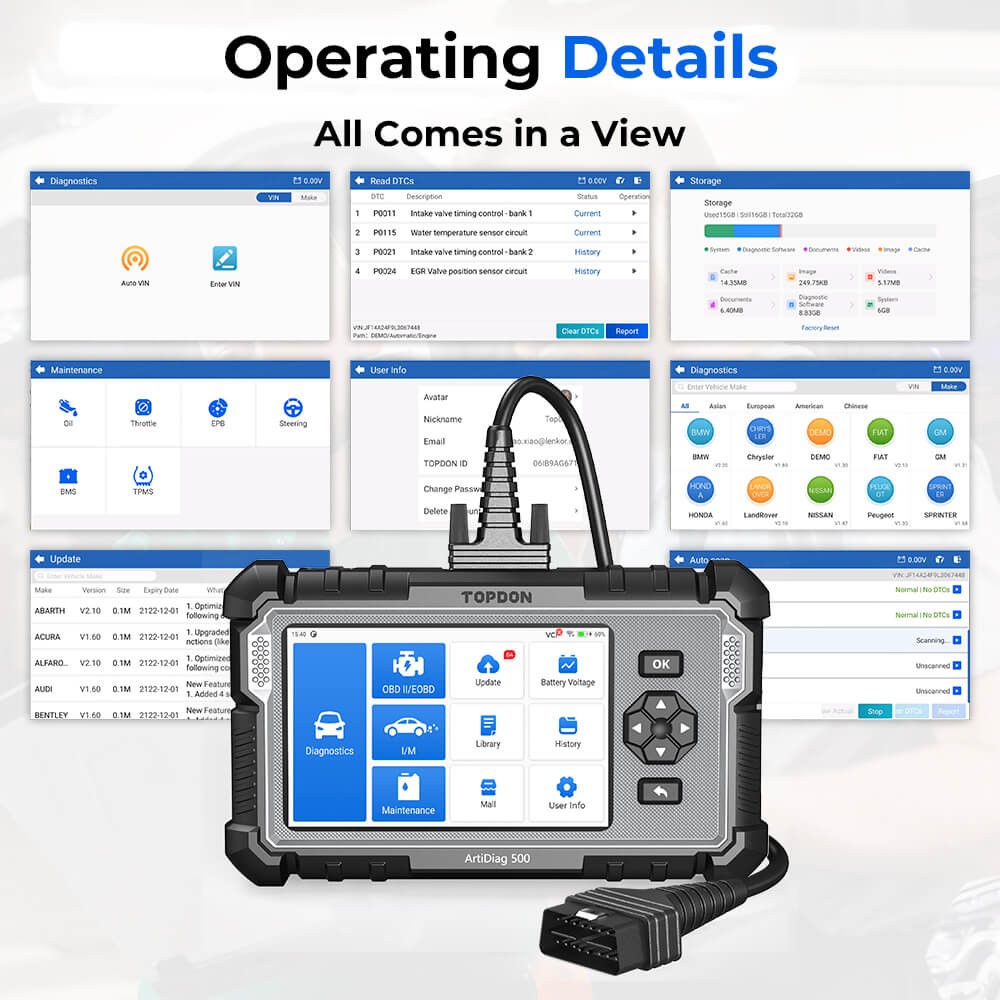 TOPDON AD500 Car Code Reader OBD2 Scan Smog Check Engine Fault Diagnostic Tool