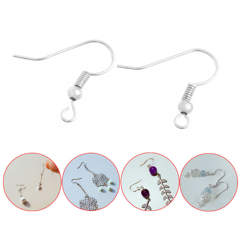 100 Pcs Earring Hooks Hypo-Allergenic Silver Plated Surgical Steel Ear Wires
