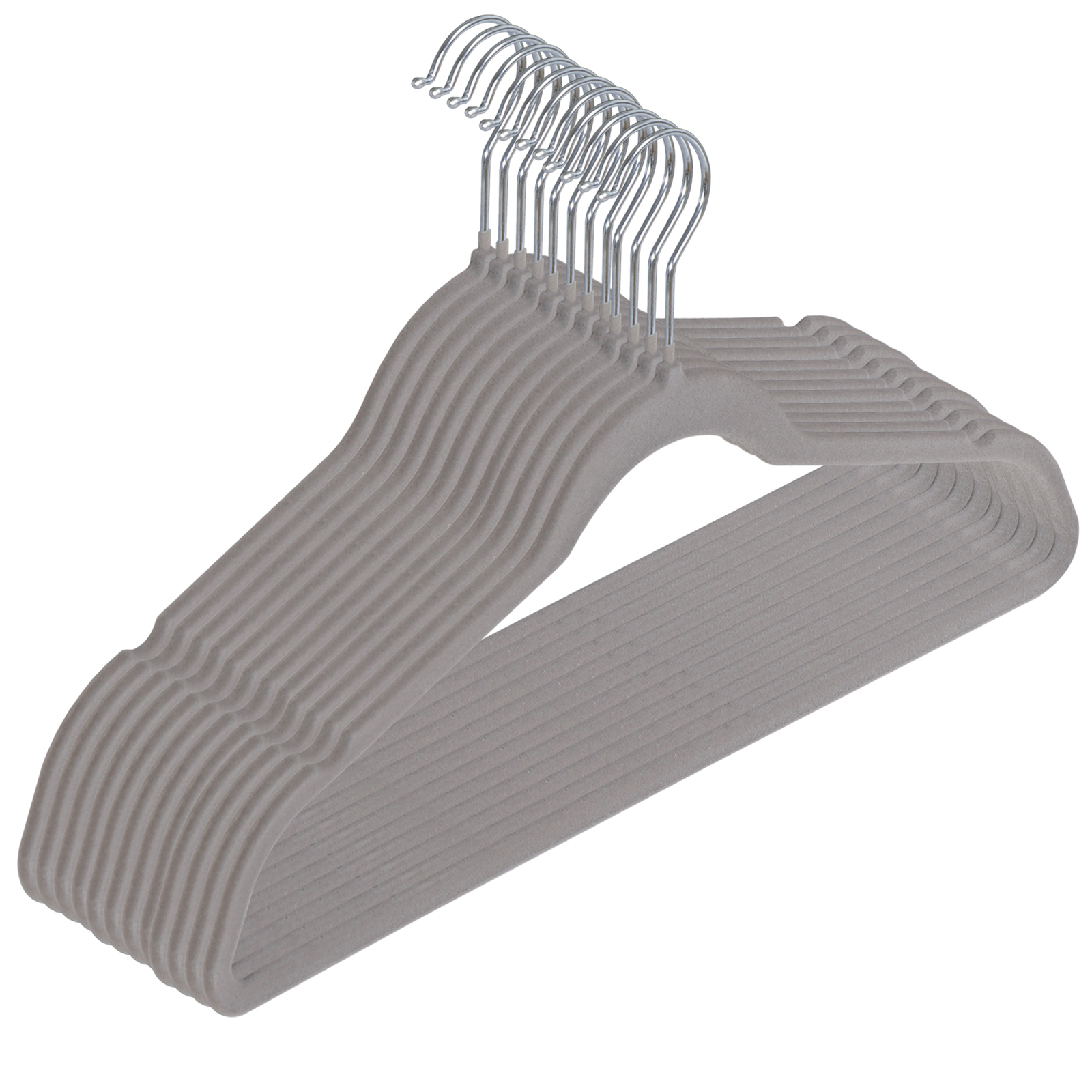100PCS Grey Velvet Hangers Non-Slip Clothes Hangers Premium 360° Swivel Hook