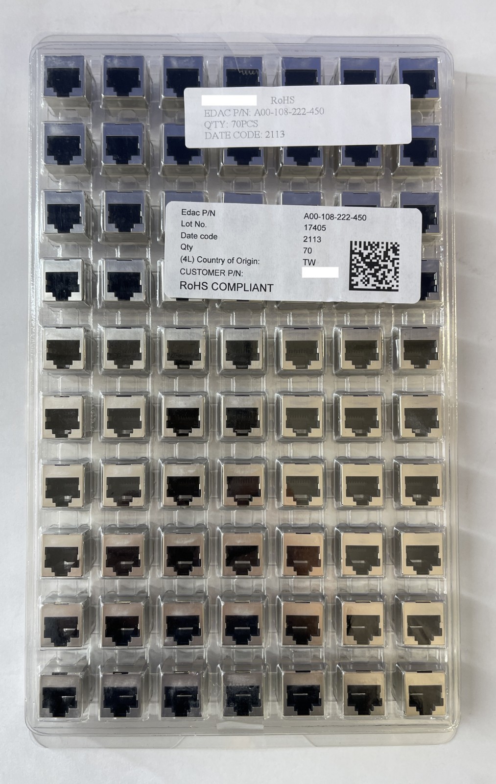 (Lot of 10) NEW EDAC A00-108-222-450 Modular Jack 8P8C Vertical Shielded CAT5