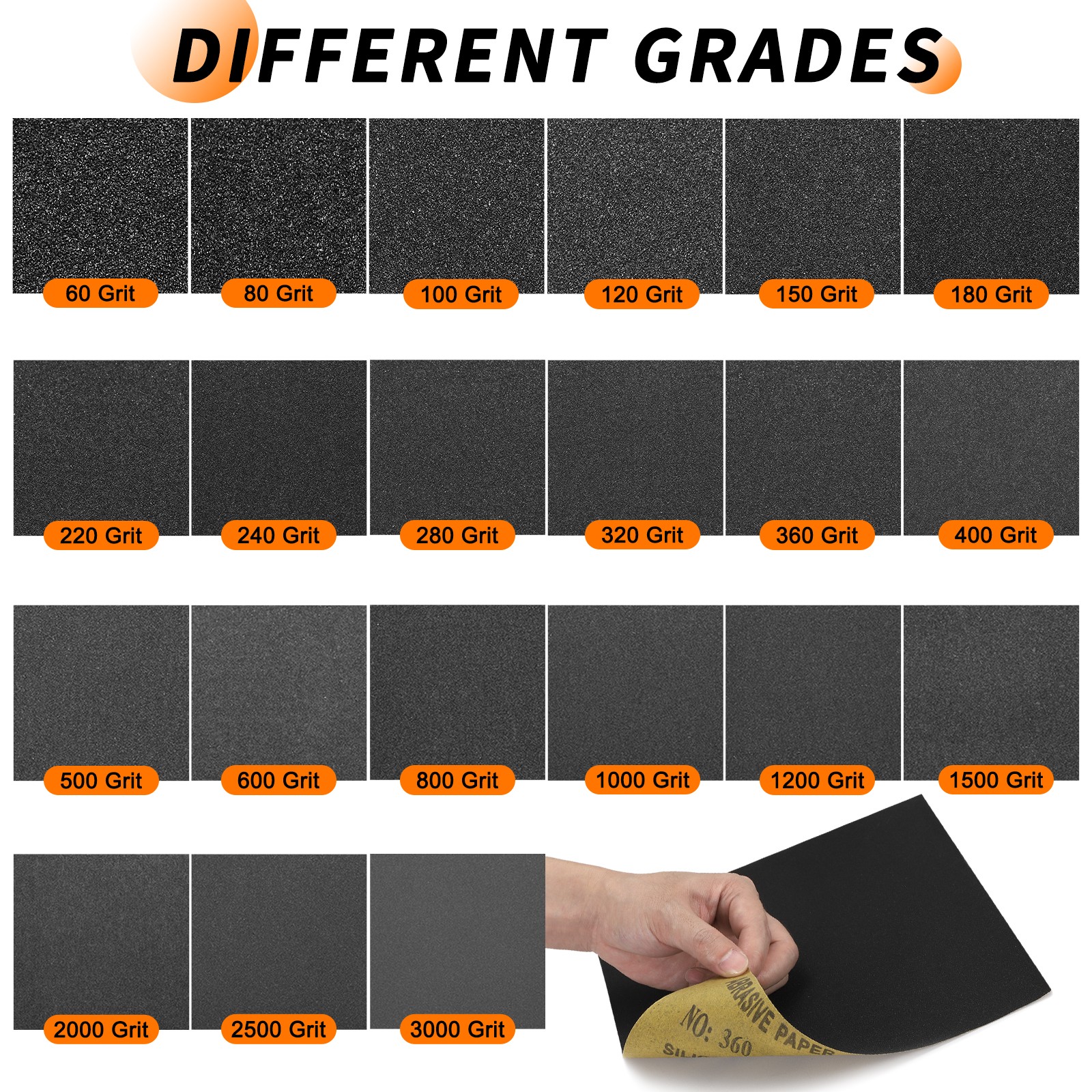 18 Pcs 80 Grit Dry SandPapers, 9 x 11 Inch Sand Papers