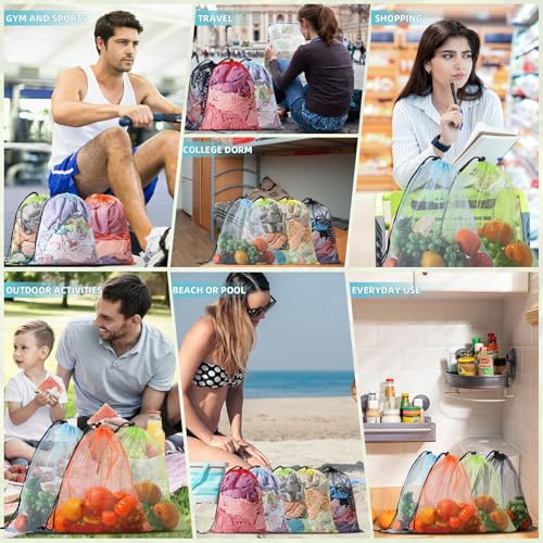 10Pcs Mesh Drawstring Bag Mesh Laundry Bag Nylon Mesh Bag 10pcs Multicolor