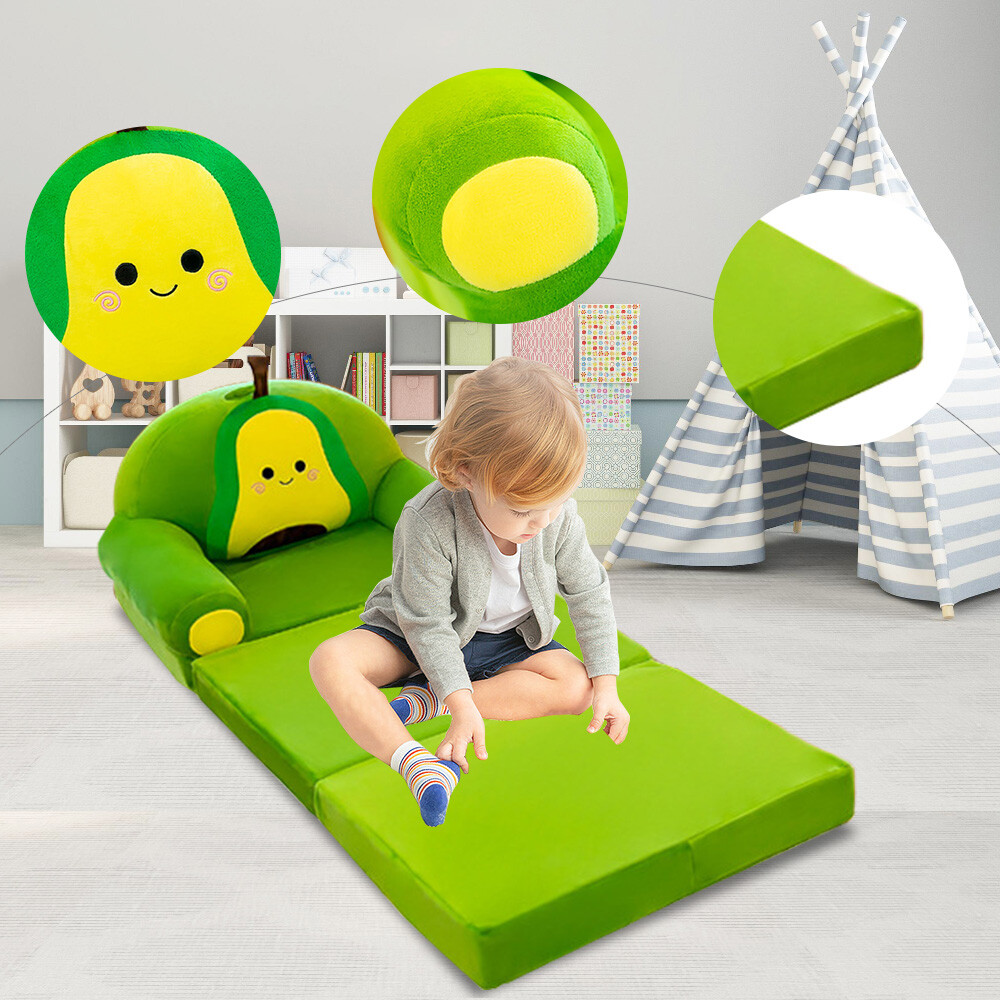 Comfy Toddler Chair Couch for Kids 3-in-1 Soft Plush Fold Out Sofa for Children