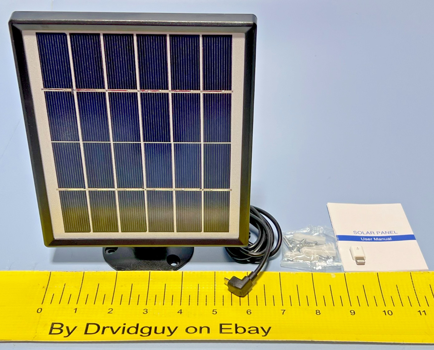 Solar Panel Camping Charger & iPhone Adapter for Apple Electronics; 11.5Ft Cable