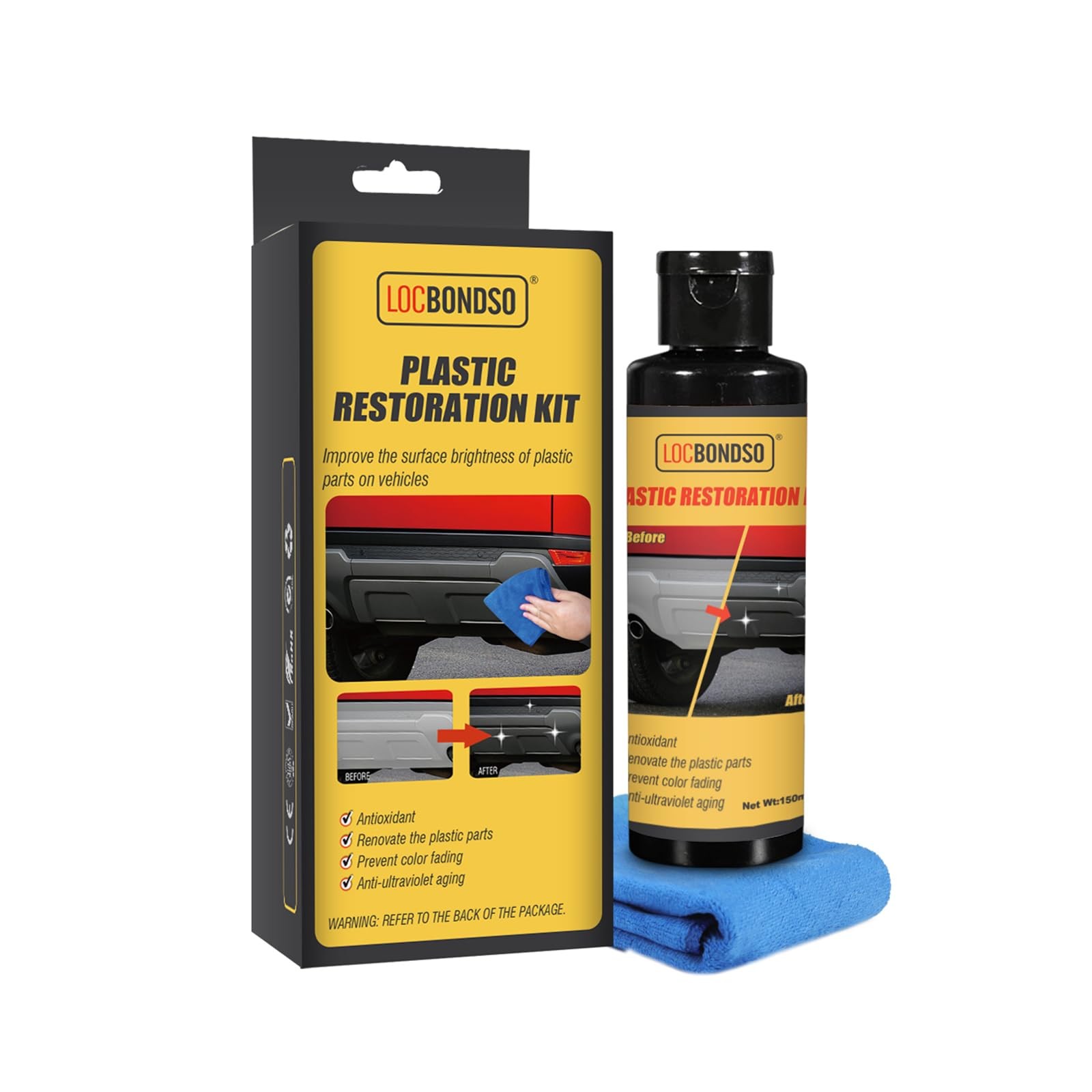 LOCBONDSO Plastic Restorer for Cars, Black Trim Restorer, 150ml /5 fl oz