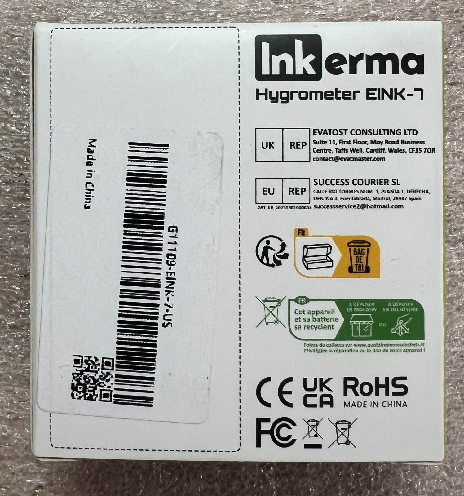 Inkerma EINK-7 Digital Hygrometer Thermometer E-Ink Display Temp & Humidity