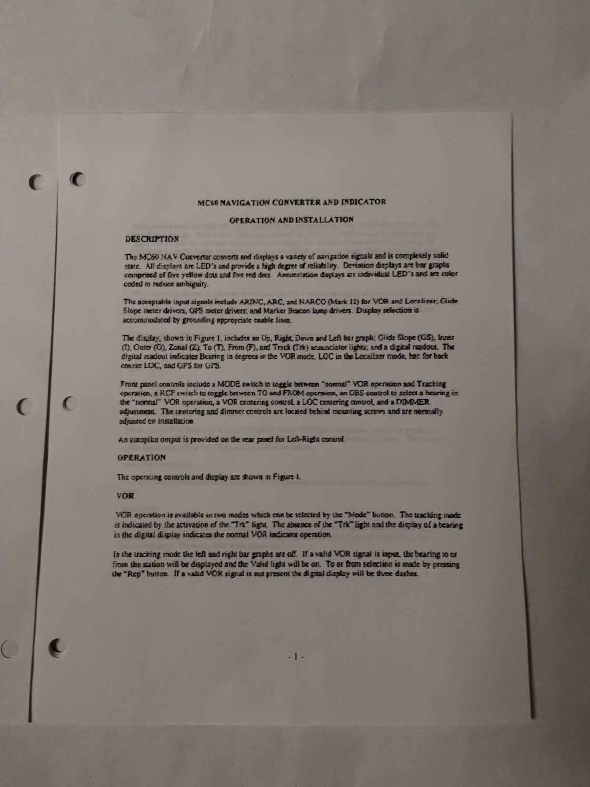Michel MC60 NAV Converter Operation/ Installation Manual-Copy