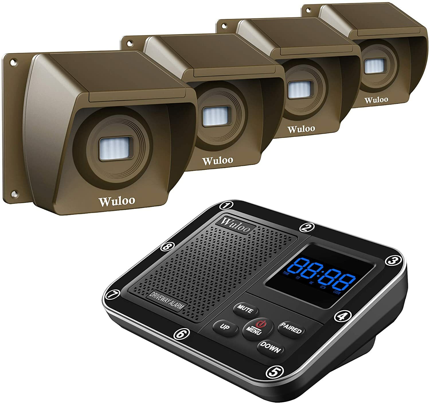 Wuloo 1800ft Long Range Wireless Driveway Alarms Outdoor Sensors Motion Detector
