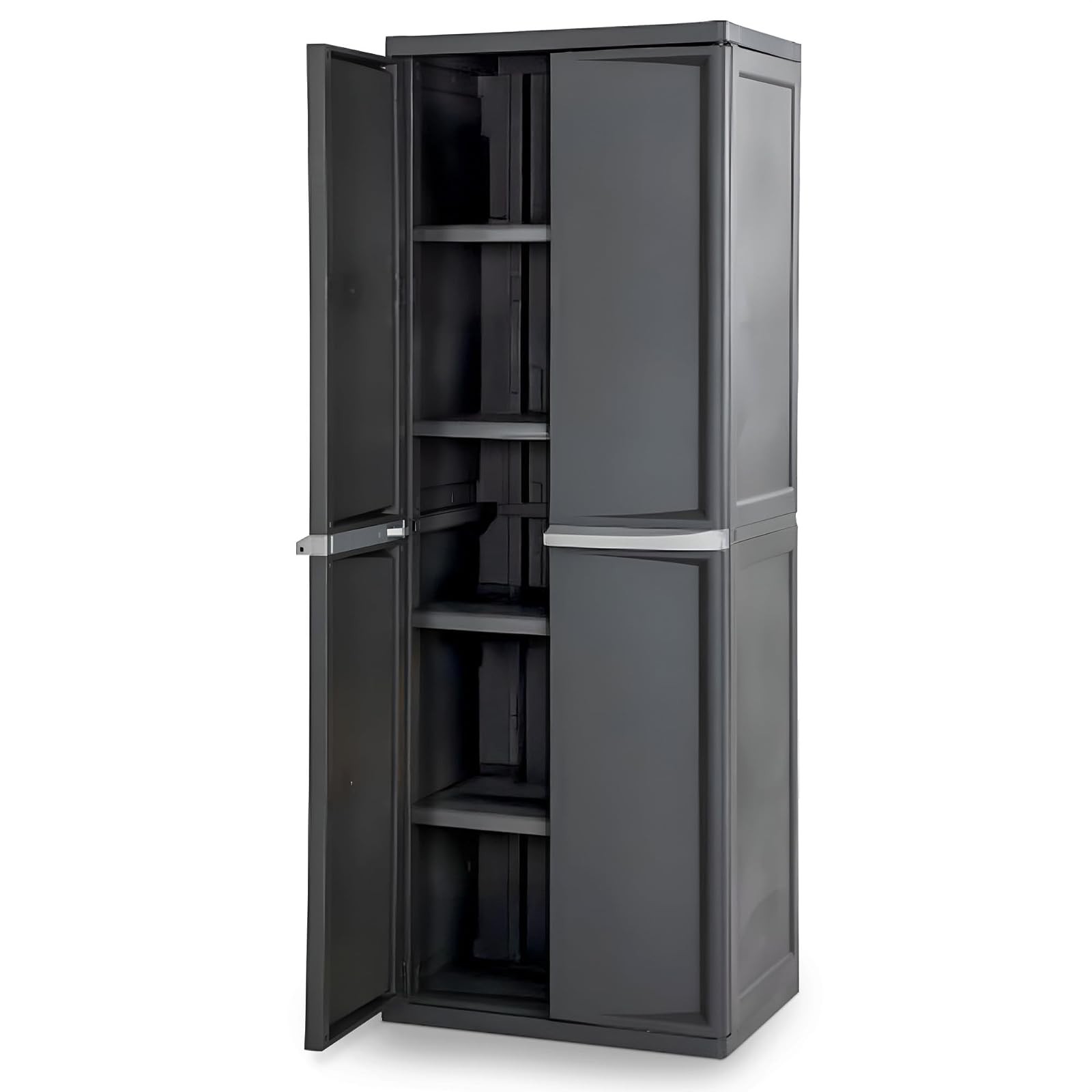 Sterilite 4 Shelf Cabinet Heavy Duty Plastic Storage Unit Gray