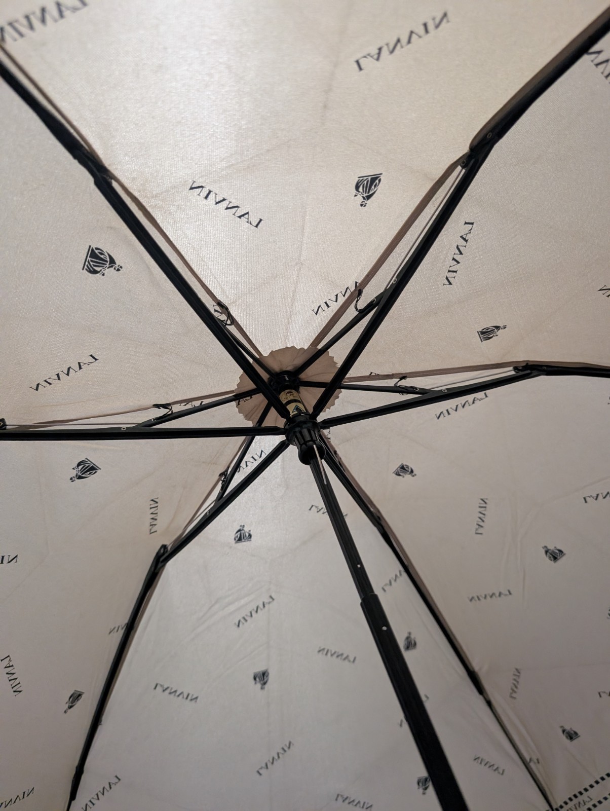Vintage Lanvin Paris Emblem Print Folding Umbrella