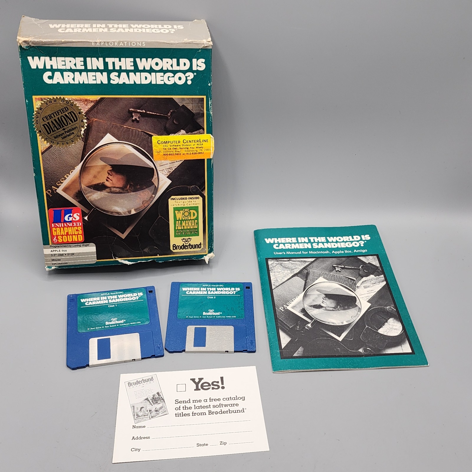 Broderbund Where in the USA is Carmen Sandiego? Game In Box Apple IIGS 512K