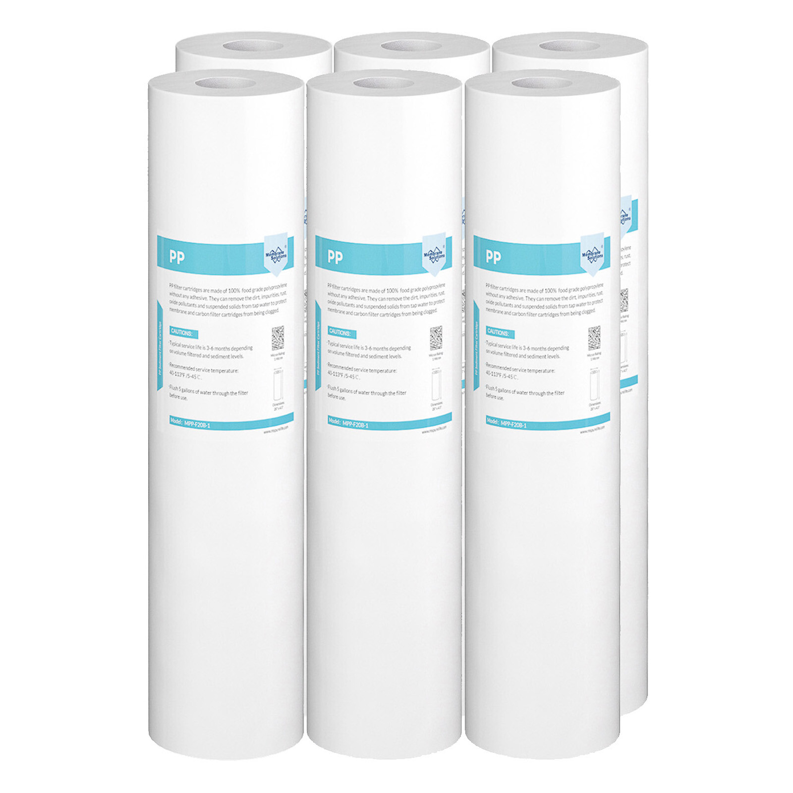 6 Pack 1 Micron 20"x4.5" Big Blue Sediment Water Filter Whole House Cartridges