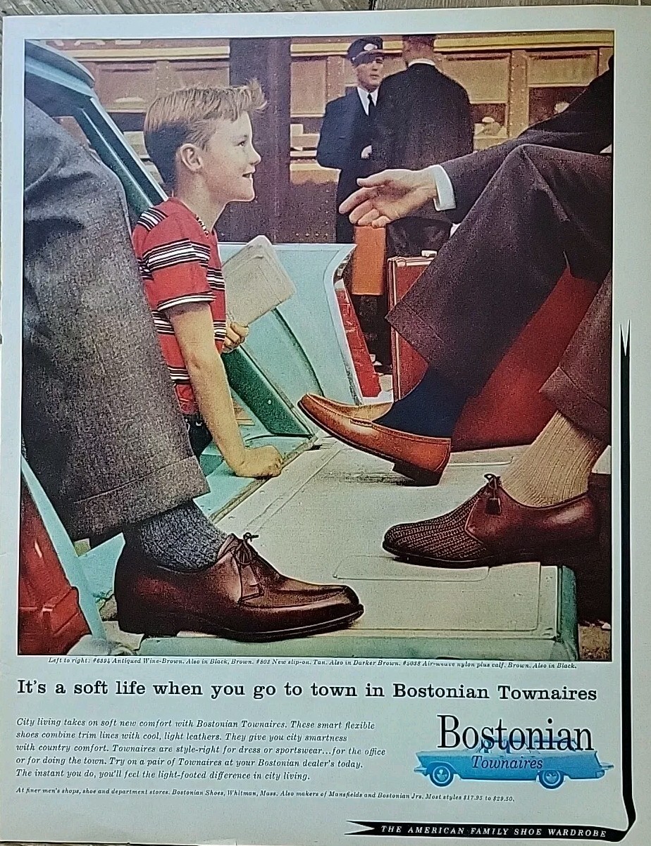 1958 Bostonians Townaires shoes for men  vintage Fashion ad