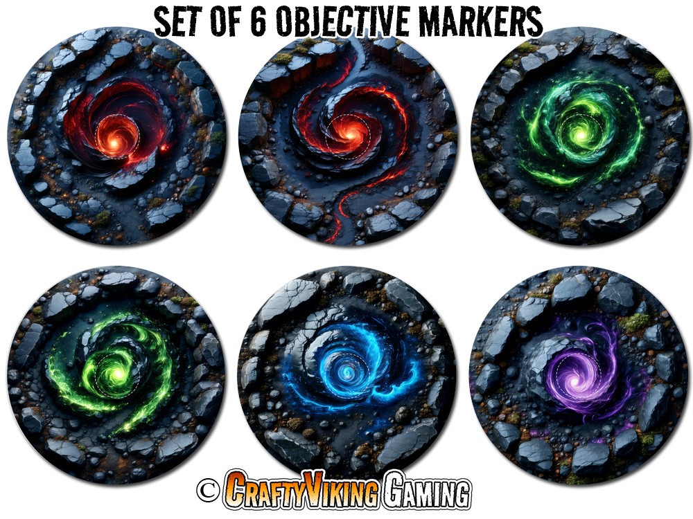 Objective Markers 7.57" OBSIDIAN For Warhammer 40K Scourge of Ghyran Neoprene
