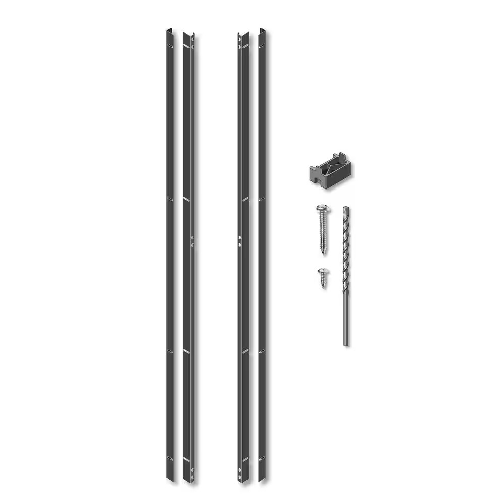 72 In. Black Galvanized Steel Adjustable Slat Fence Frame Kit