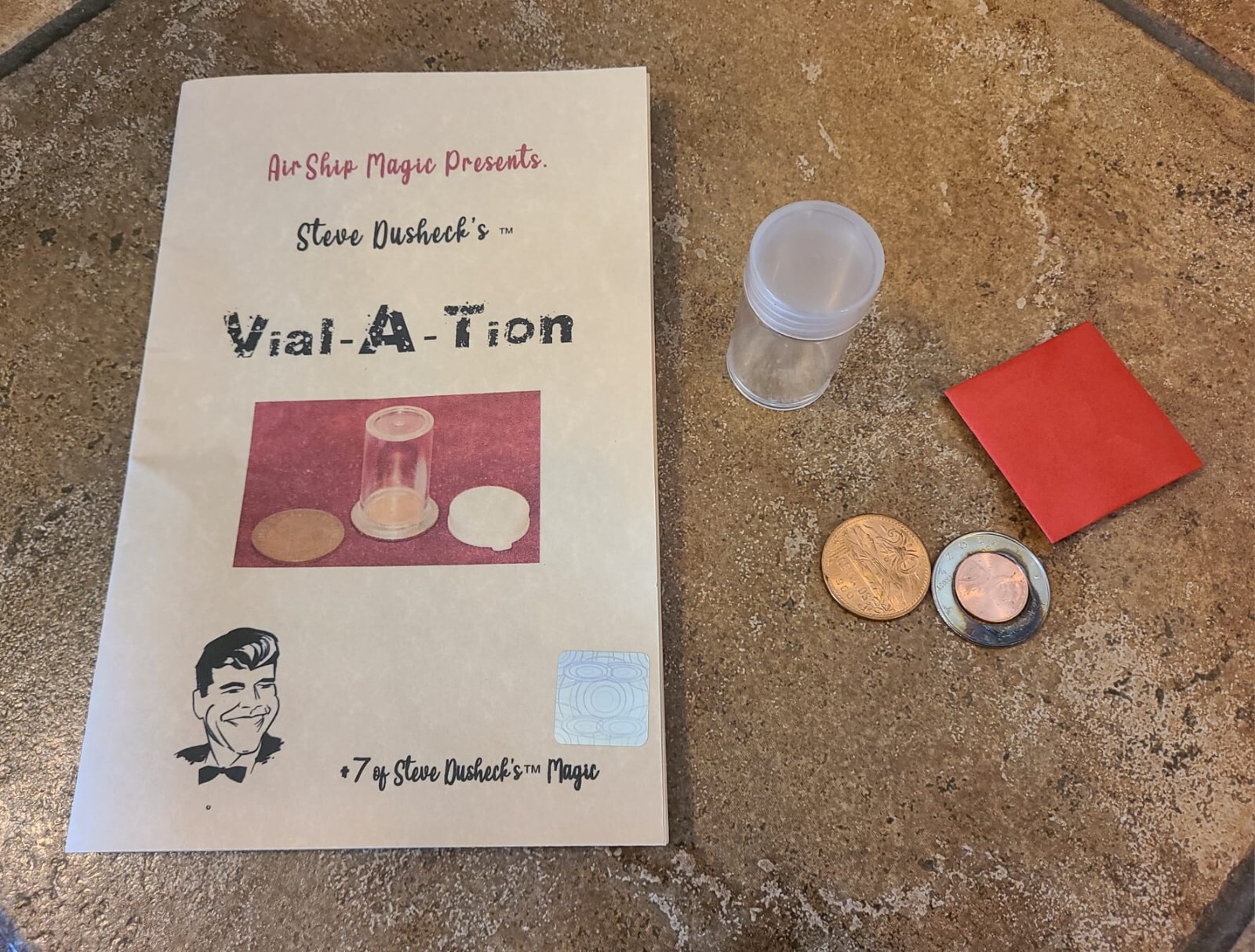 Vial-A-Tion by  Steve Dusheck Coin Magic Trick Mentalism