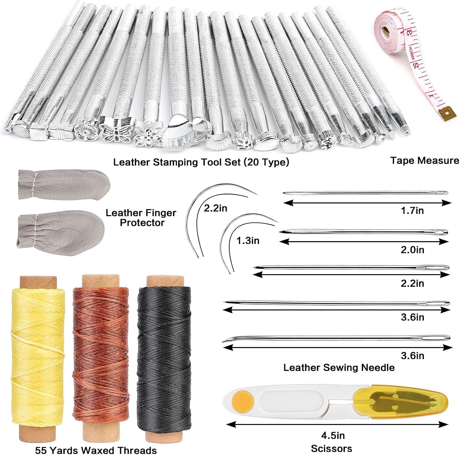 Complete Leather Craft Tool Kit Sewing Punch Carving Stitching Hand Working Tool