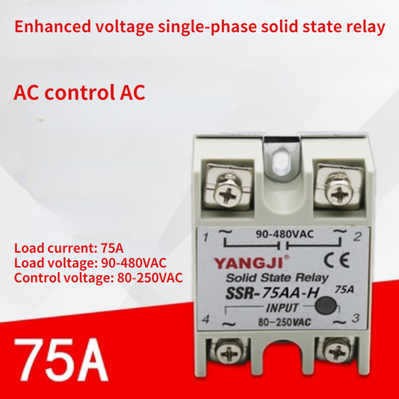 AC Control AC AC-AC Enhanced Voltage Single Phase Solid State Relay SSR-75AA-H