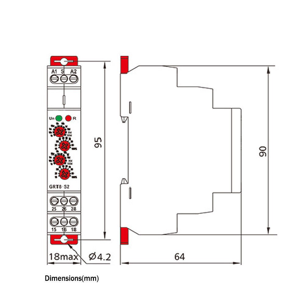 GRT8-S1 Mini Asymmetric Cycle Timer ON/OFF Repeat Cycle Time Relay AC/DC12-240V