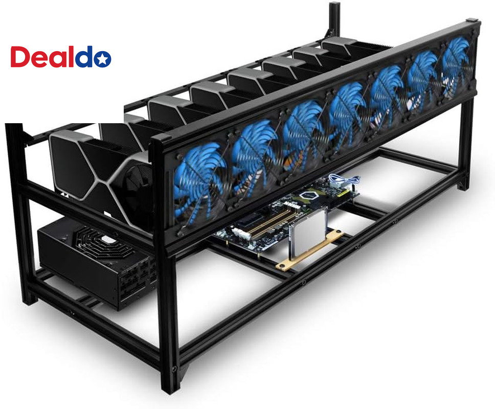 8 GPU Miner Rig Case Frame – Premium Stackable Aluminum Mining Rig Enclosure for